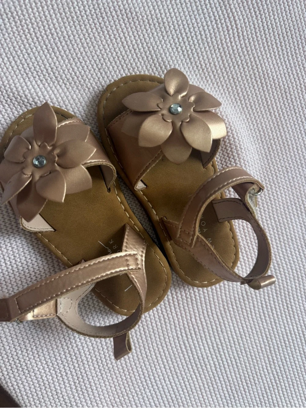 Girls' Rose Gold Flower Strap Sandals TODDLER